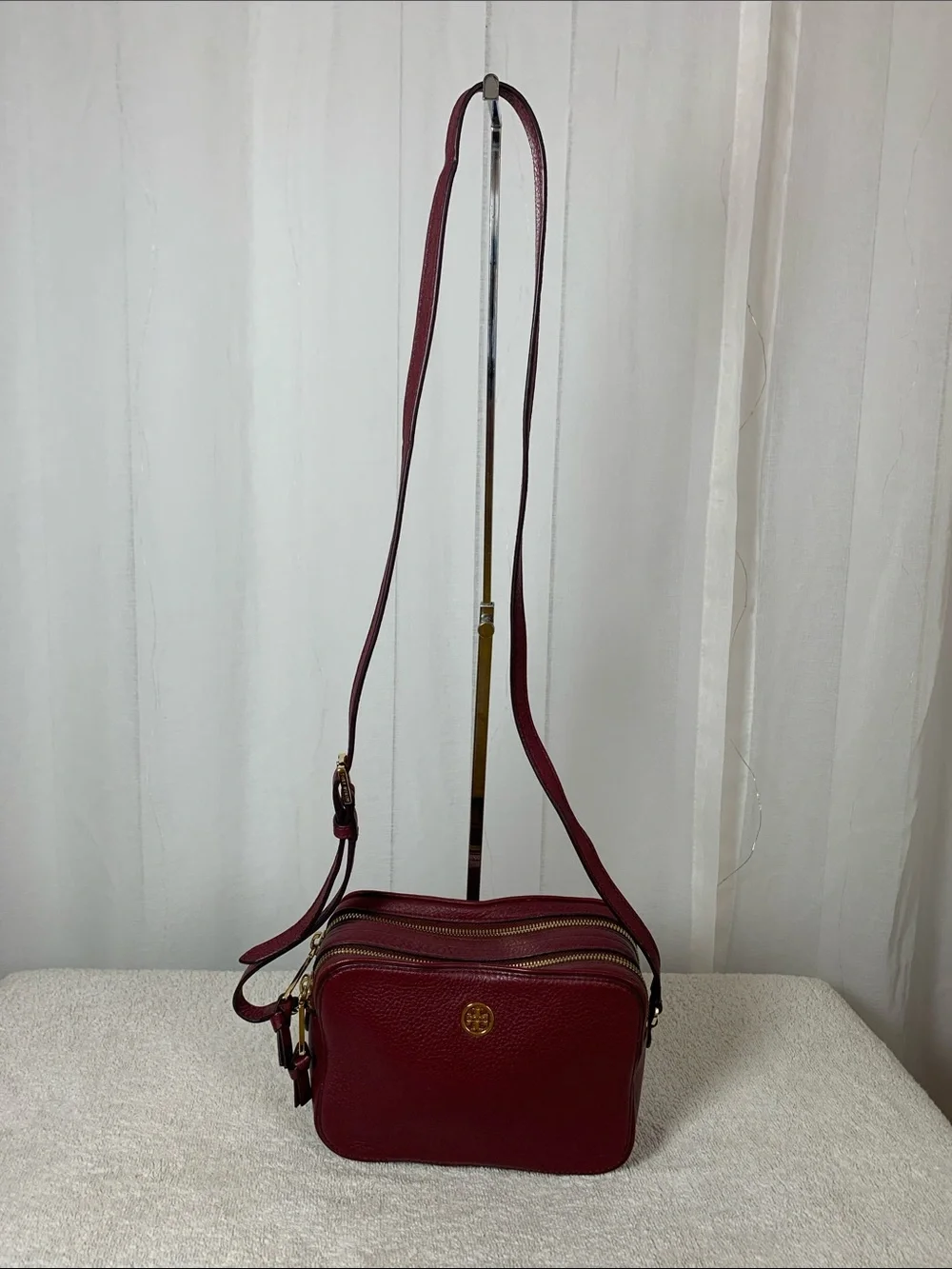 GUC Tory Burch Burgundy Crossbody Bag